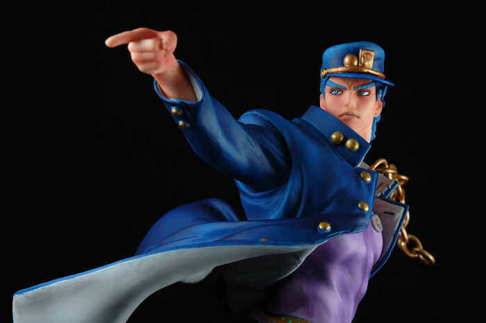 Jojo Jotaro Kujo Star Platinum Wearing Blue Shirt And Coat With